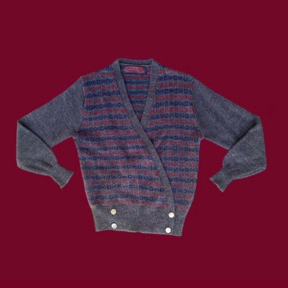 Greenwich Club Vintage 80’s Wool Blend Asymmetrical Cardigan Size Large